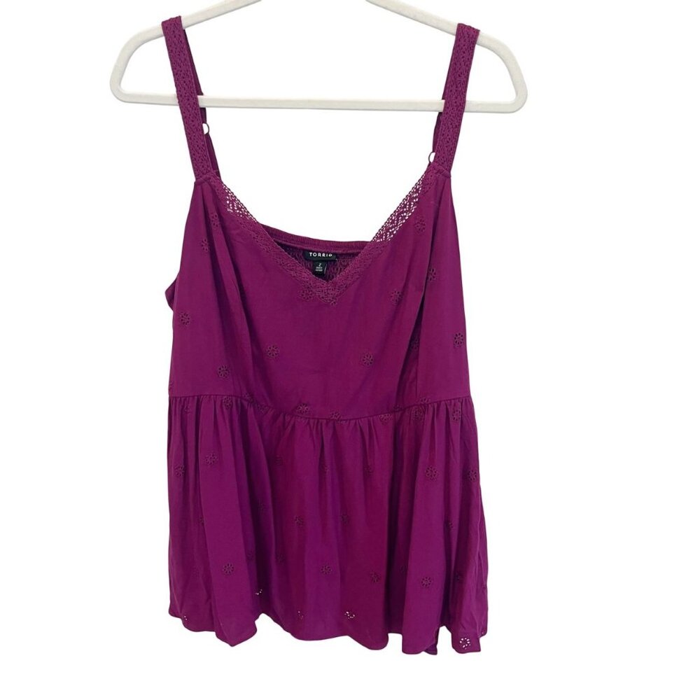NEW Torrid Purple Eyelet Babydoll Tank Top Boho Summer - Size 2X